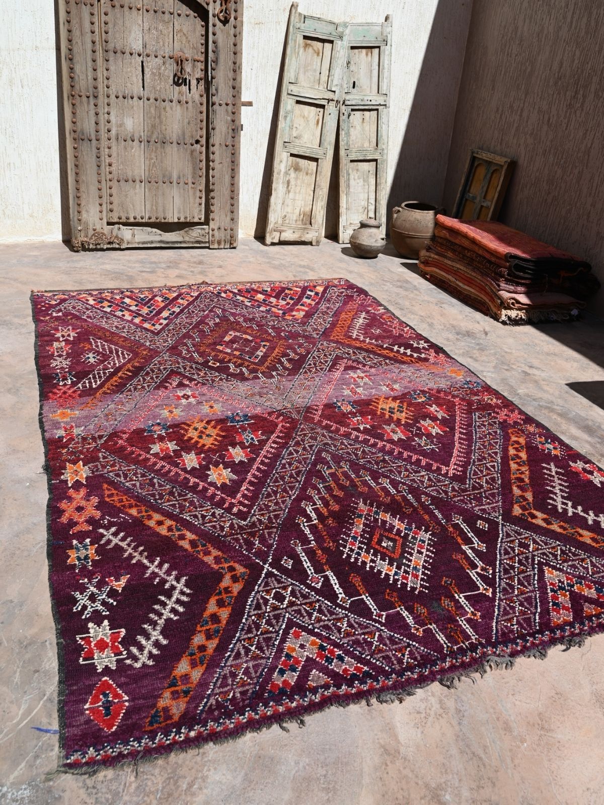 Talsint Vintage Moroccan Rug Berber Carpet - Deep Purple 210x327cm