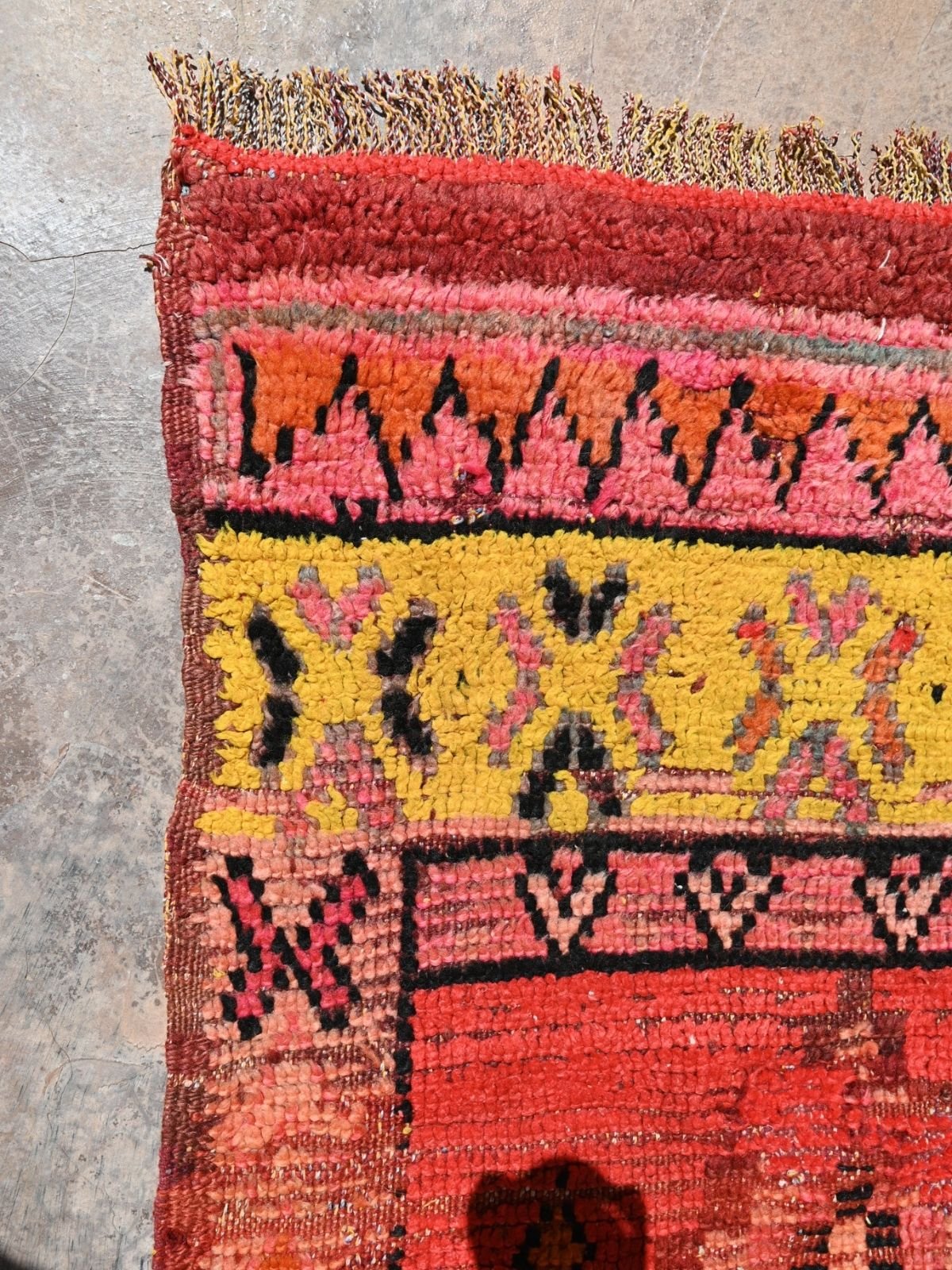 Vintage Boujad Rug - Bright Red Diamonds 128x170cm