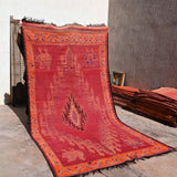 Vintage Haouz Rug - Vibrant Red Chickens 179x340cm