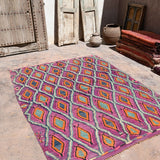Vintage Boujad Flatweave Rug - Purple Diamonds 160x217cm