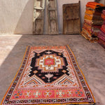 Vintage Moroccan Rug - Red Black Taznakht 140x280cm