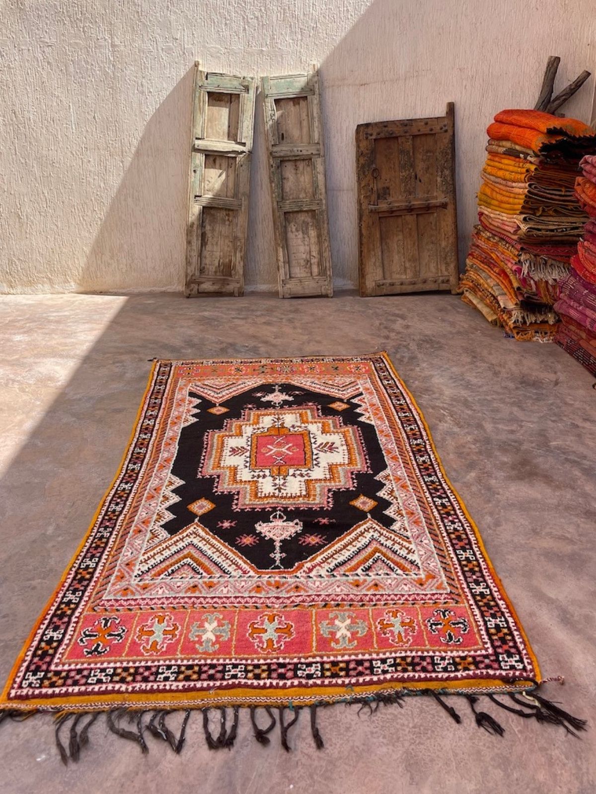 Vintage Moroccan Rug - Red Black Taznakht 140x280cm