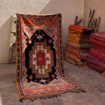 Vintage Moroccan Rug - Red Black Taznakht 140x280cm