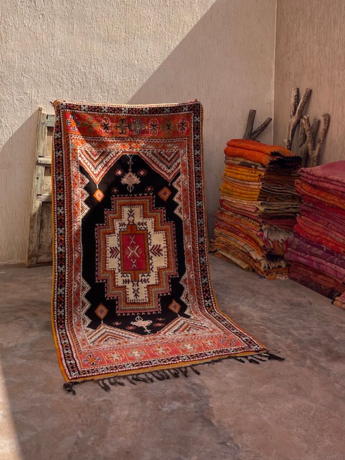 Vintage Moroccan Rug - Red Black Taznakht 140x280cm