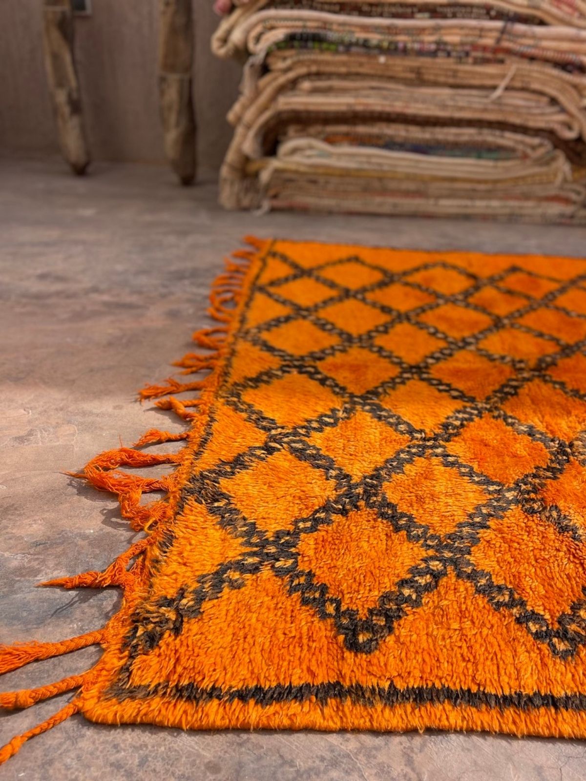 Vintage Moroccan Rug - Vibrant Orange Taznakht 168x274cm
