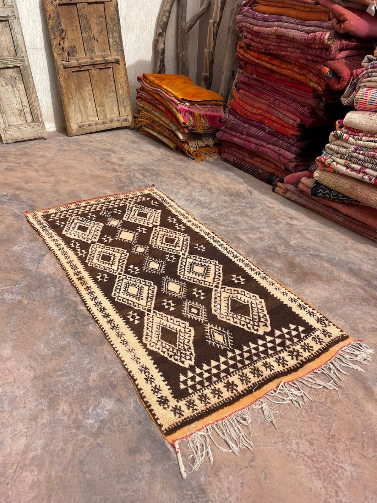 Vintage Moroccan Rug - Henna & Gold Taznakht 98x200cm