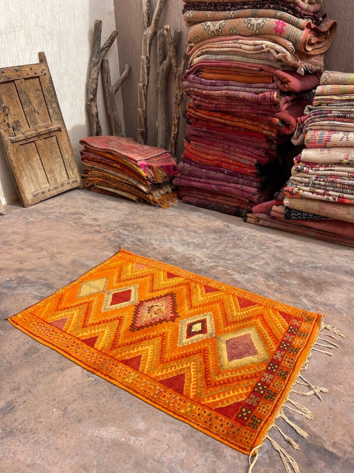 Vintage Moroccan Rug - Zig Zag Orange Taznakht 105x170cm