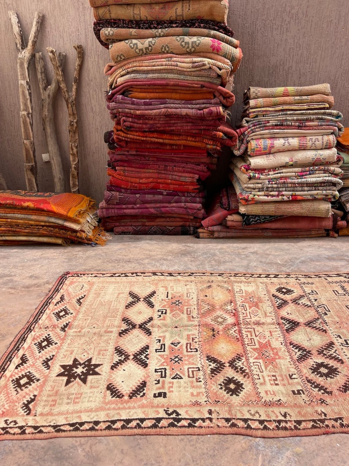 Vintage Moroccan Rug - Pink Brown Taznakht 130x235cm