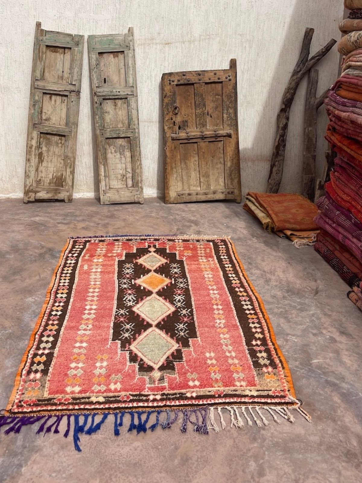 Vintage Moroccan Rug - Red & Brown Taznakht 130x220cm