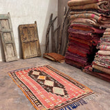 Vintage Moroccan Rug - Red & Brown Taznakht 130x220cm