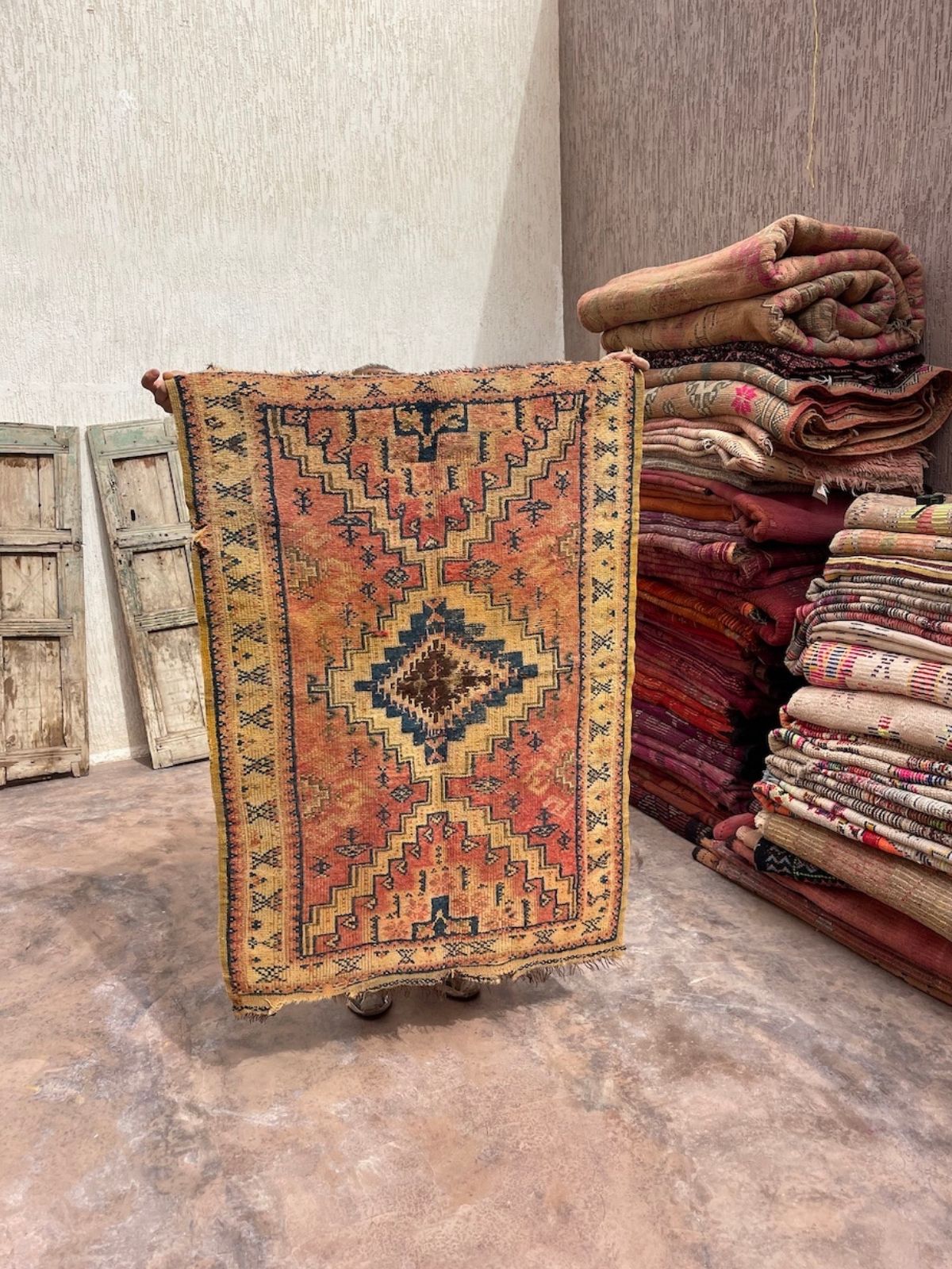 Mid Century Vintage Moroccan Rug - Pink Blue Taznakht 100x150cm
