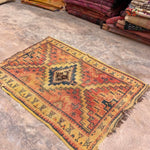 Mid Century Vintage Moroccan Rug - Pink Blue Taznakht 100x150cm