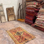 Mid Century Vintage Moroccan Rug - Pink Blue Taznakht 100x150cm