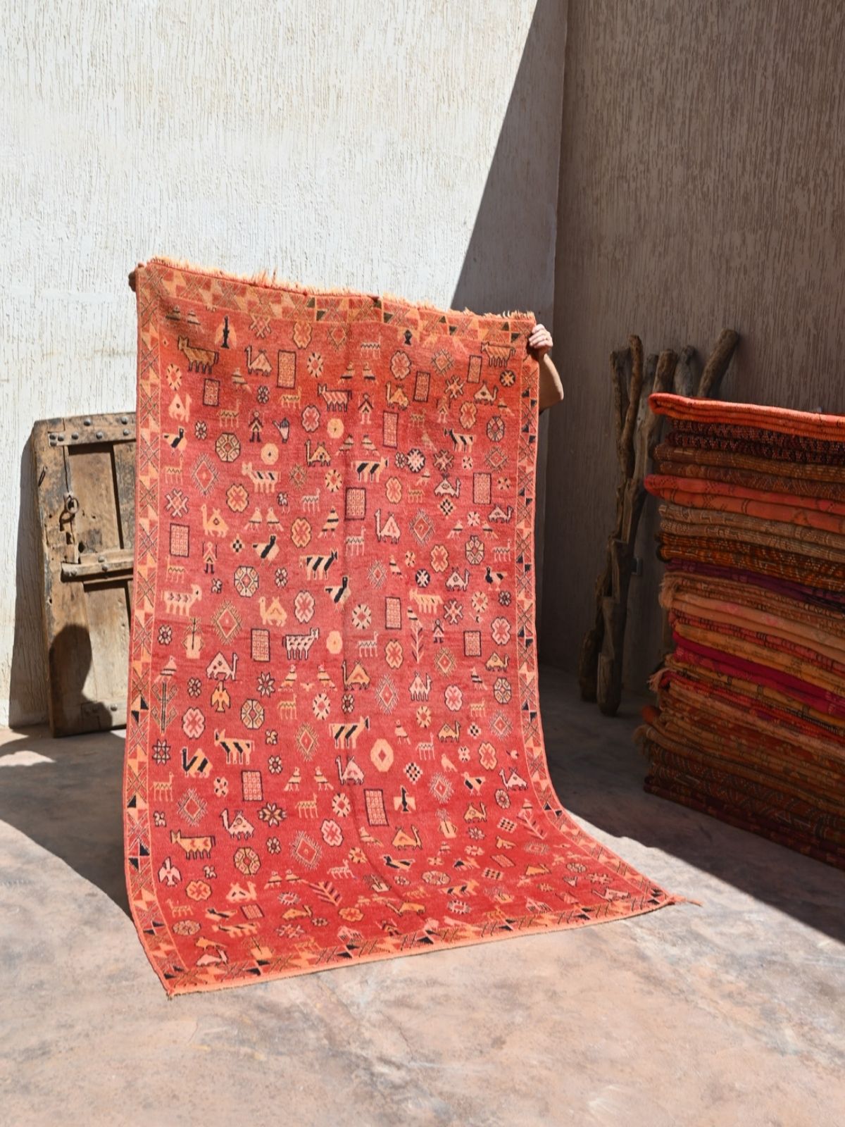 Vintage Zemmour Rug - Red Animals 150x250cm - Nouvelle Nomad