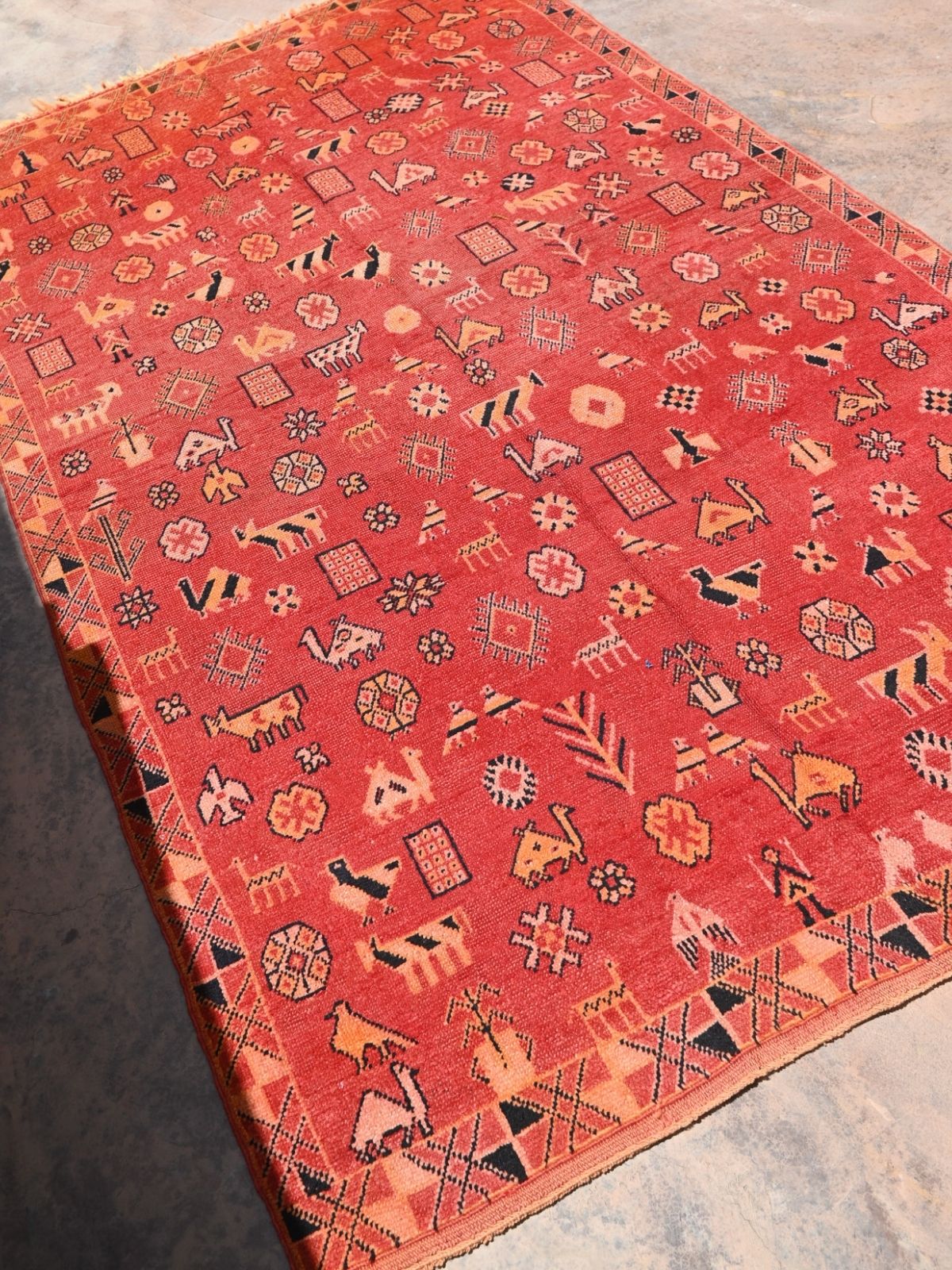 Vintage Zemmour Rug - Red Animals 150x250cm - Nouvelle Nomad