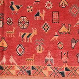 Vintage Zemmour Rug - Red Animals 150x250cm - Nouvelle Nomad