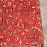 Vintage Zemmour Rug - Red Animals 150x250cm - Nouvelle Nomad