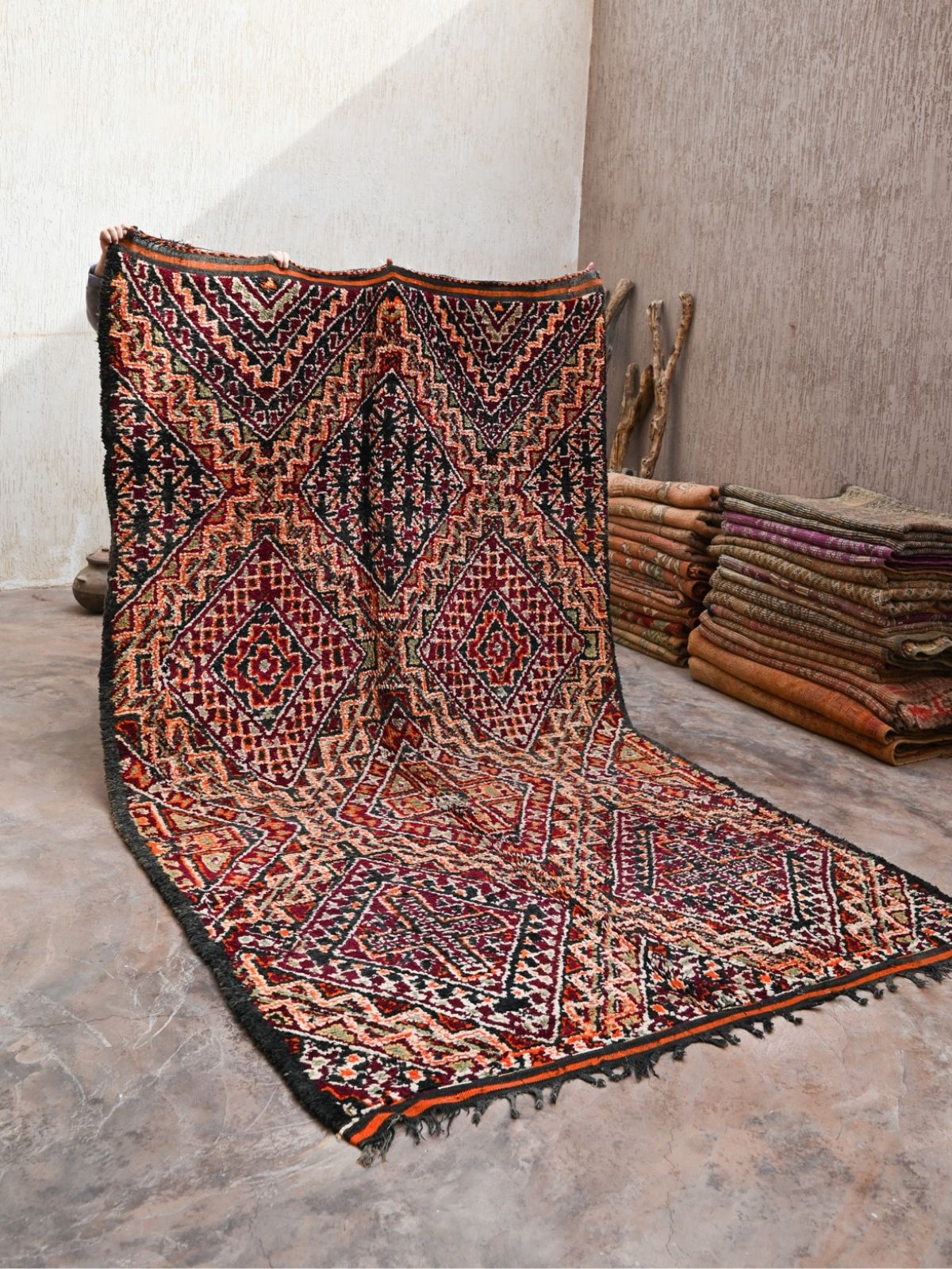 Vintage Moroccan Rug - Beni M'Guild Black 195x350cm