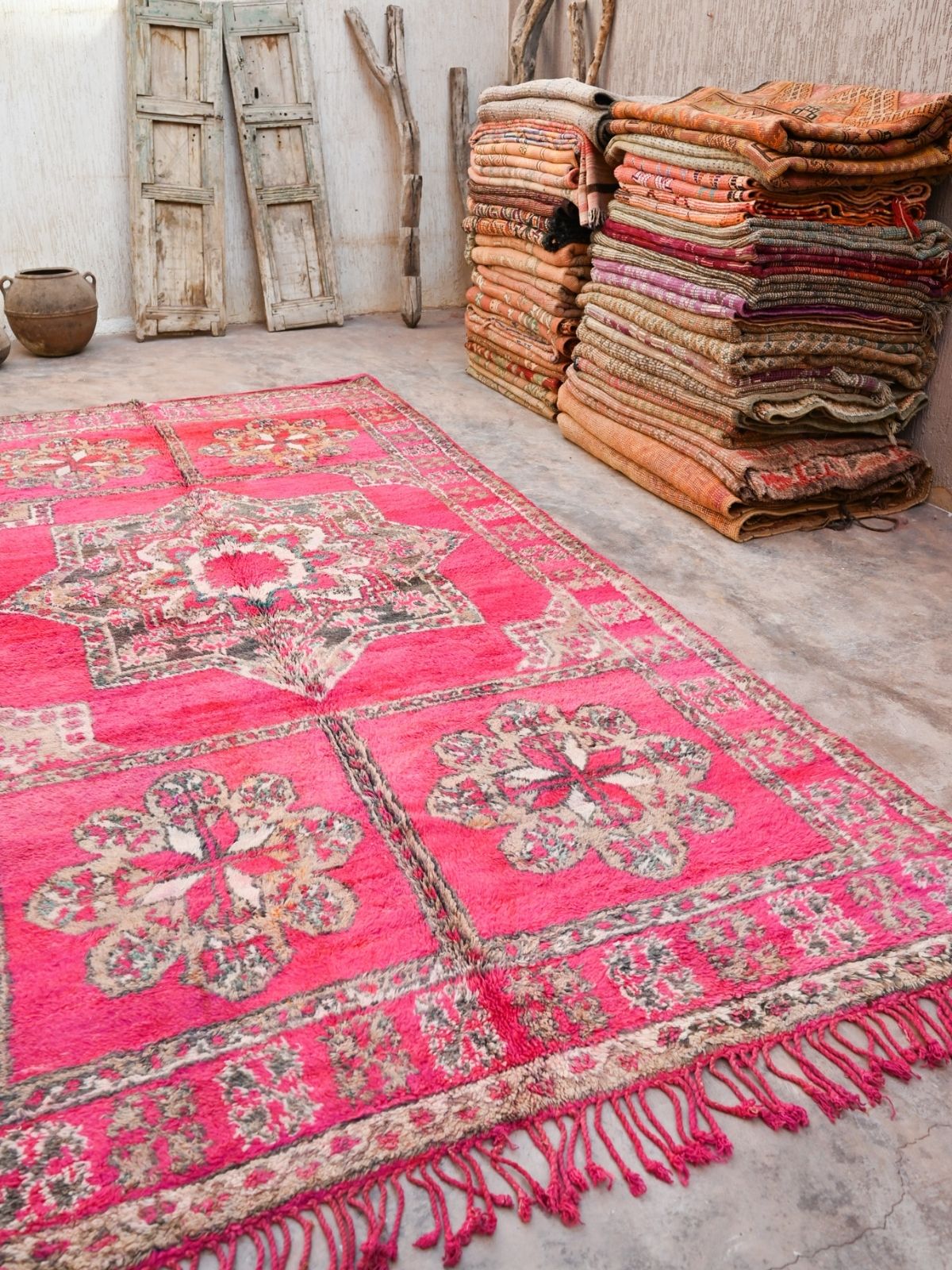 Vintage Moroccan Rug - Hot Pink 210x390cm