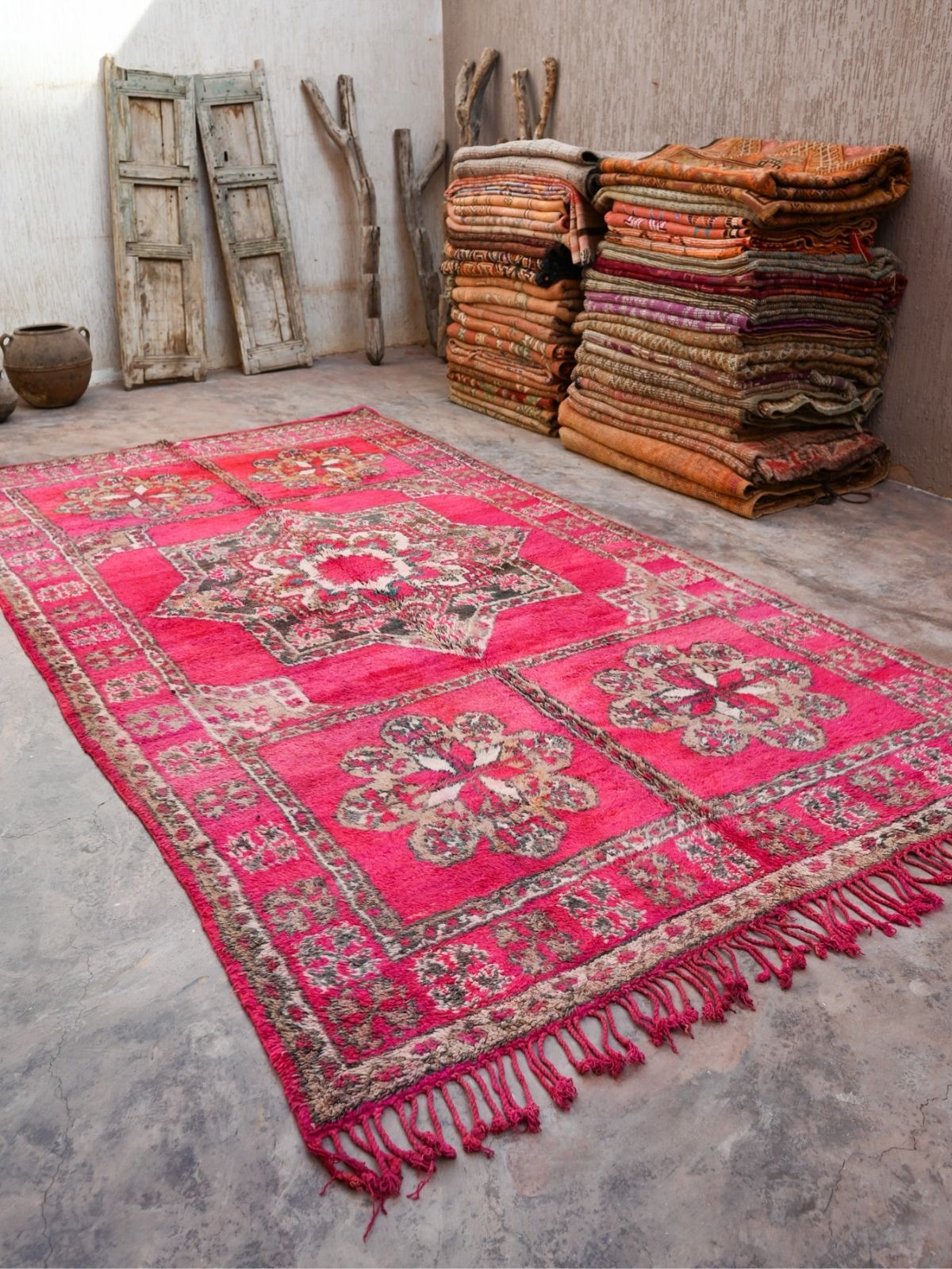Vintage Moroccan Rug - Hot Pink 210x390cm