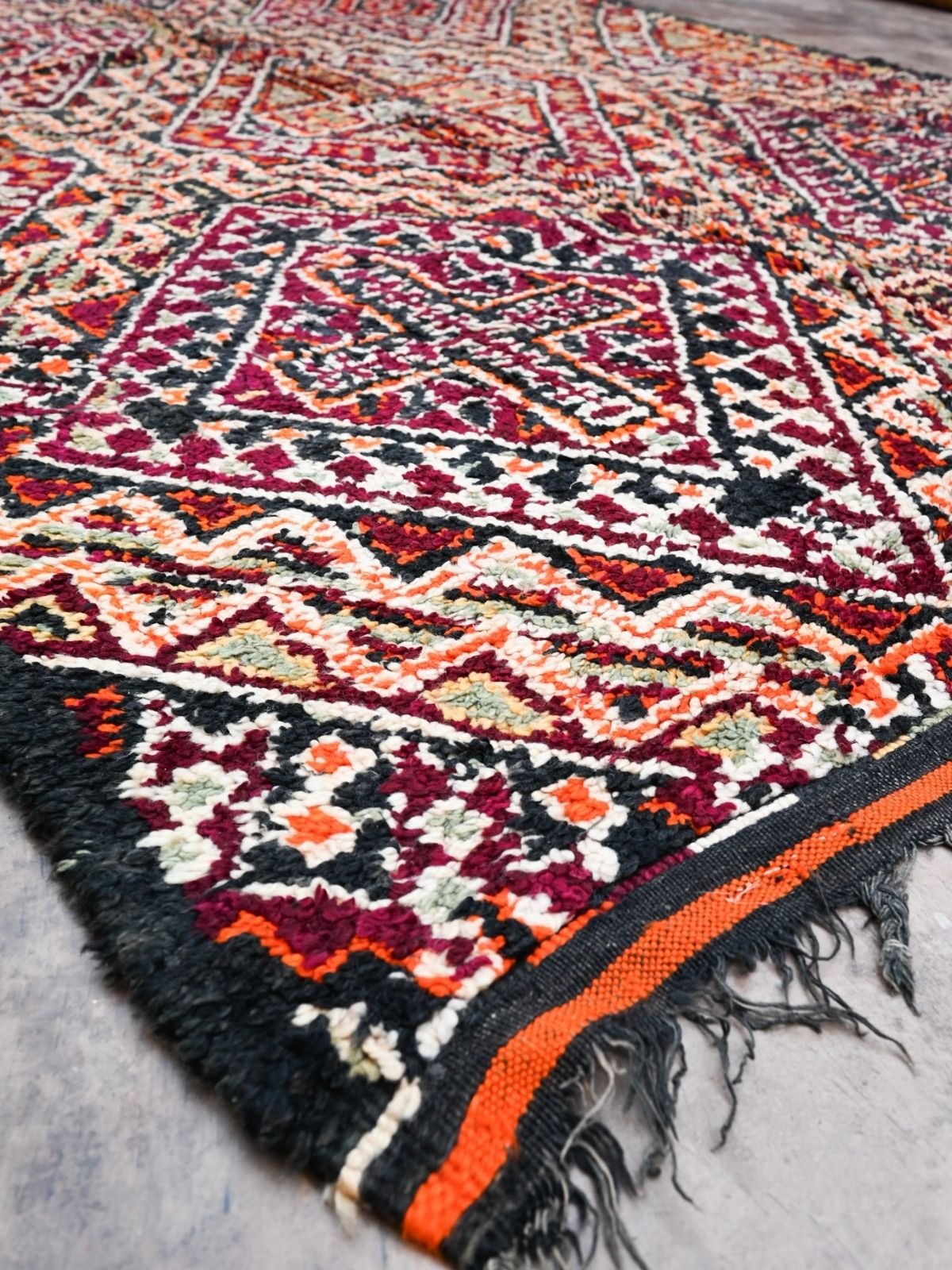 Vintage Moroccan Rug - Beni M'Guild Black 195x350cm