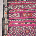 Vintage Moroccan Rug - Flat Weave Kilim Purple 124x230cm