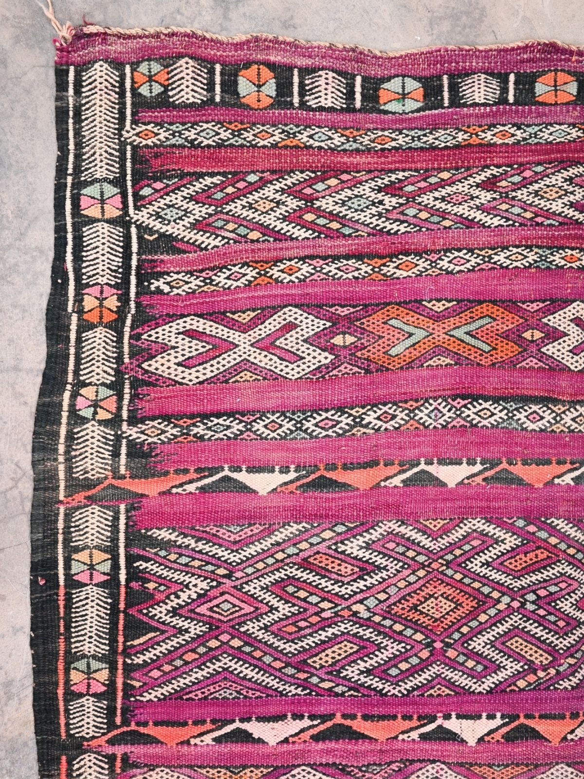 Vintage Moroccan Rug - Flat Weave Kilim Purple 124x230cm