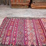 Vintage Moroccan Rug - Flat Weave Kilim Purple 124x230cm