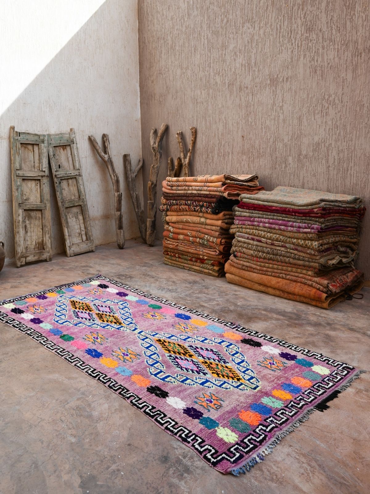 Vintage Moroccan Runner Rug - Boujad Purple 127x300cm