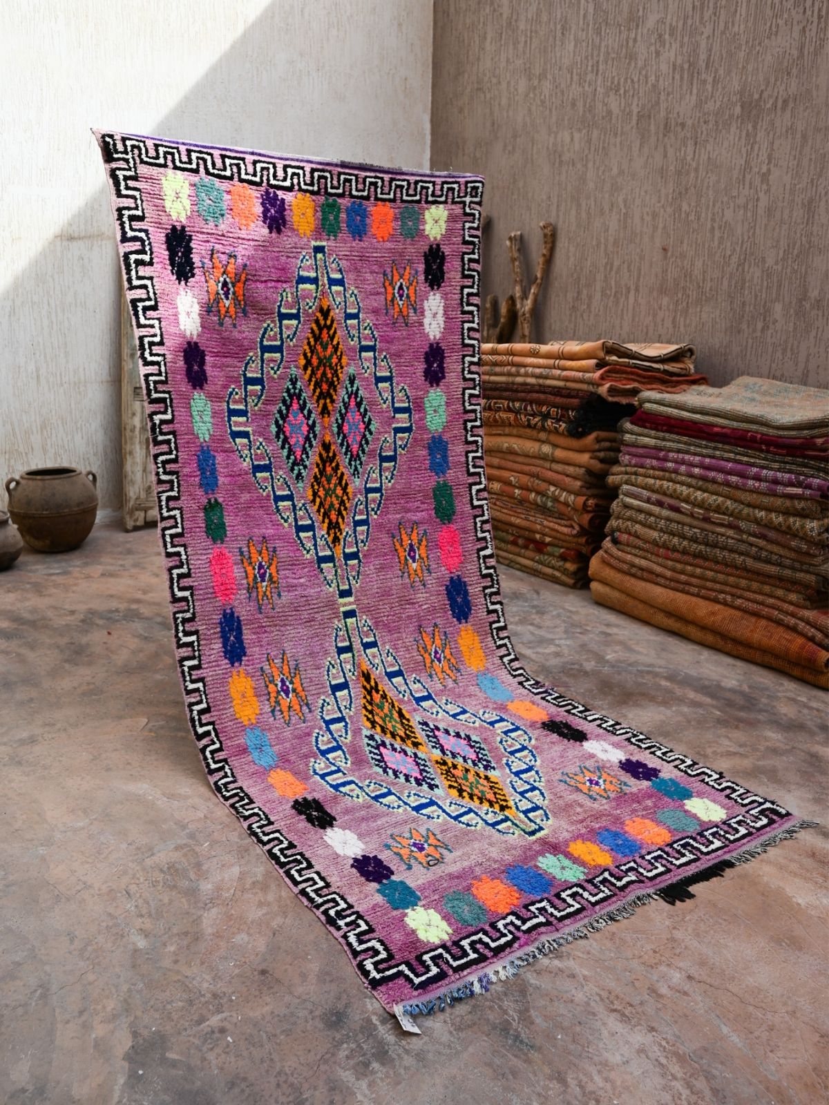 Vintage Moroccan Runner Rug - Boujad Purple 127x300cm