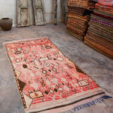 Vintage Moroccan Runner Rug - Taznakht Natural Red 115x270cm