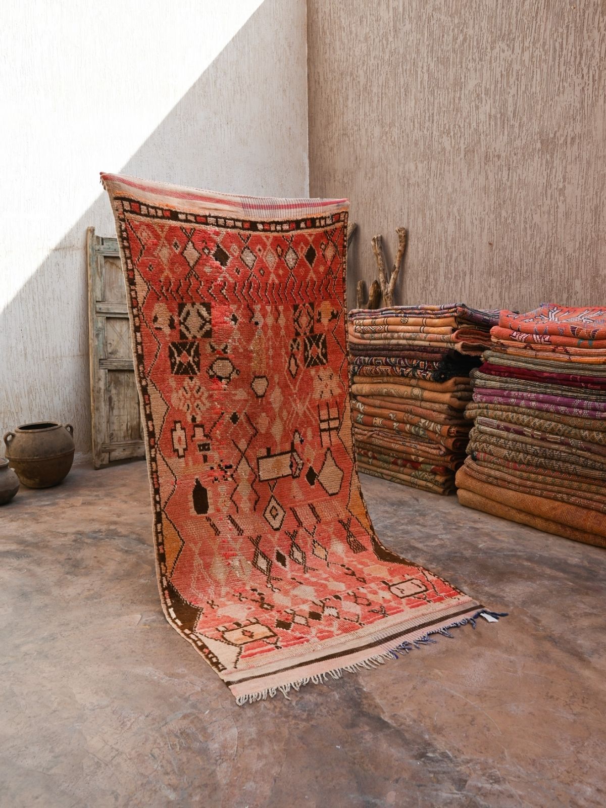 Vintage Moroccan Runner Rug - Taznakht Natural Red 115x270cm