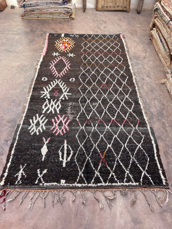 Vintage Taznakht Rug - Henna Black & Brown 146x287 - Nouvelle Nomad