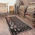 Vintage Taznakht Rug - Henna Black & Brown 146x287 - Nouvelle Nomad