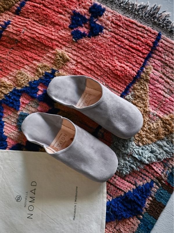 Babouche Suede Slippers - Grey | Nouvelle Nomad