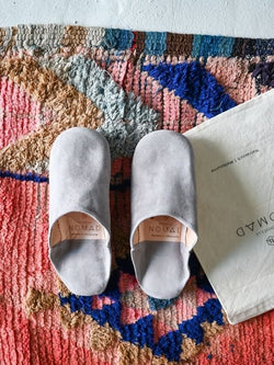 Babouche Suede Slippers - Grey | Nouvelle Nomad