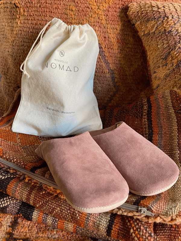 Babouche Suede Slippers - Rose | Nouvelle Nomad