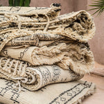 Beni Ourain Rug - Cream Shag Pile - Rugs stacked - Nouvelle Nomad
