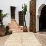 Beni Ourain Rug - Cream Shag Pile - Laying out flat - Nouvelle Nomad