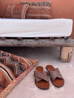 Essential Leather Sandal Slides - Brown Nouvelle Nomad