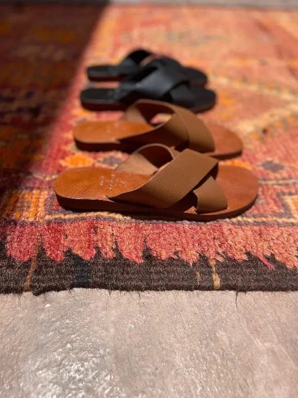 Essential Leather Sandal Slides - Brown Nouvelle Nomad