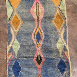 Extra Long Boujad Runner (new) - Blue & Pink 75x610 - Nouvelle Nomad