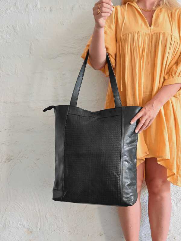 Fits Everything XL Leather Weave Tote | Nouvelle Nomad