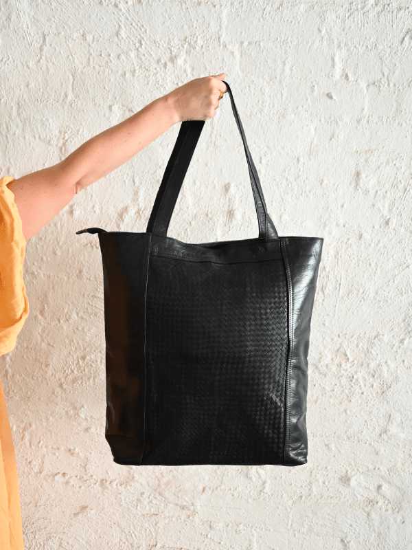 Fits Everything XL Leather Weave Tote | Nouvelle Nomad