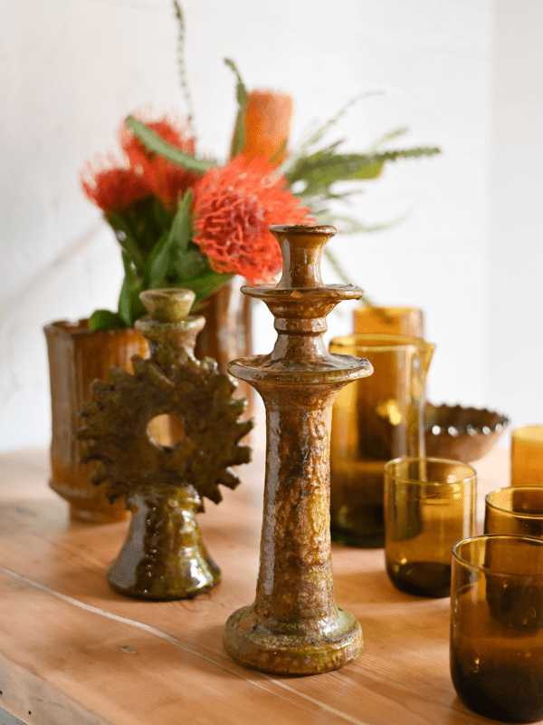 Large Tamegroute Candle Stick - Gold | Nouvelle Nomad
