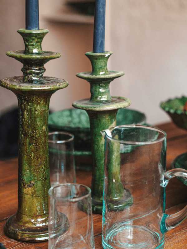 Large Tamegroute Candle Stick - Green