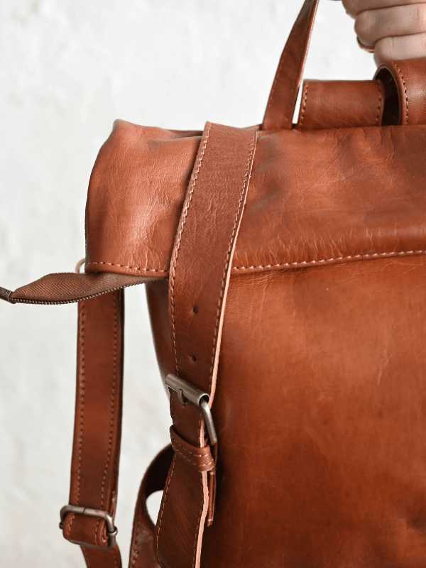 Roll Top Convertible Leather Backpack Nouvelle Nomad