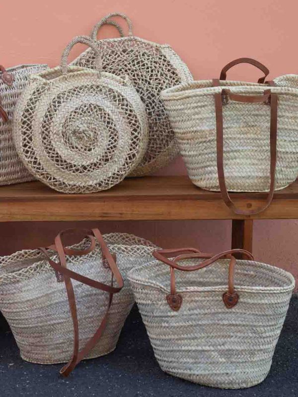 Round Market Basket - Woven swirl short handles | Nouvelle Nomad
