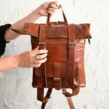 The Business Leather Satchel Backpack