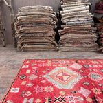 Vintage Boujad Rug - Bright Red 158x290 - Nouvelle Nomad